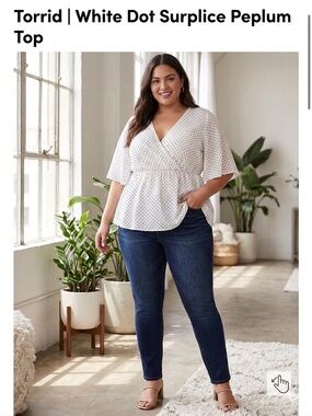 torrid white Blouse with Black Polka Dots and Flutter Sleeves (Surplice)